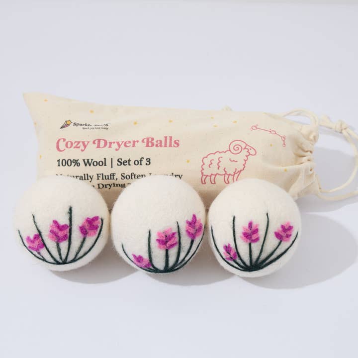 Floral Eco Wool Dryer Balls – Set of 3 for wholesale by Sparkle Being