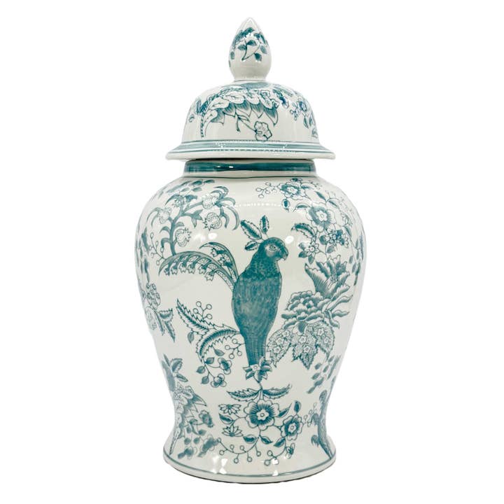 Galt International Company - Wholesale Decorative Jar - Blue & White Chinoiserie Ceramic Jar 18"