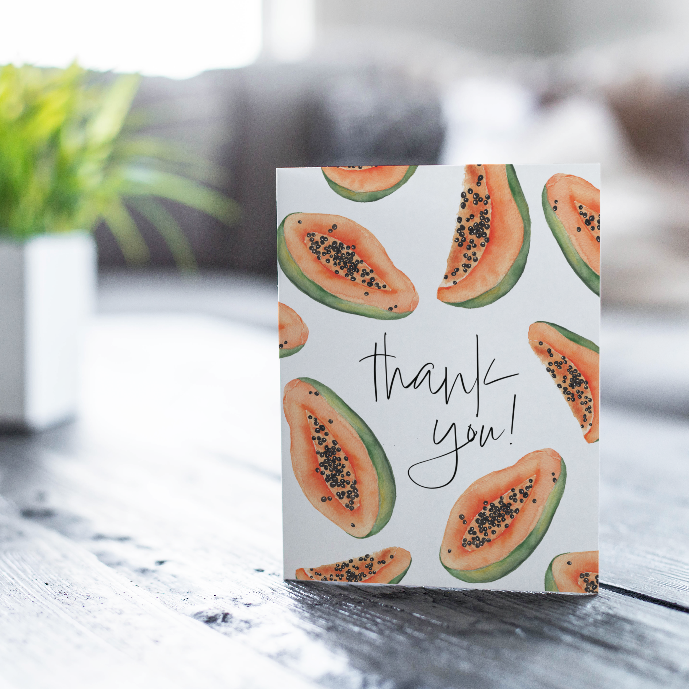 Petals by Priya Watercolor Designs - Wholesale Thank You Card - A2 Watercolor Papaya Tropical "Thank You" Card with Envelope4