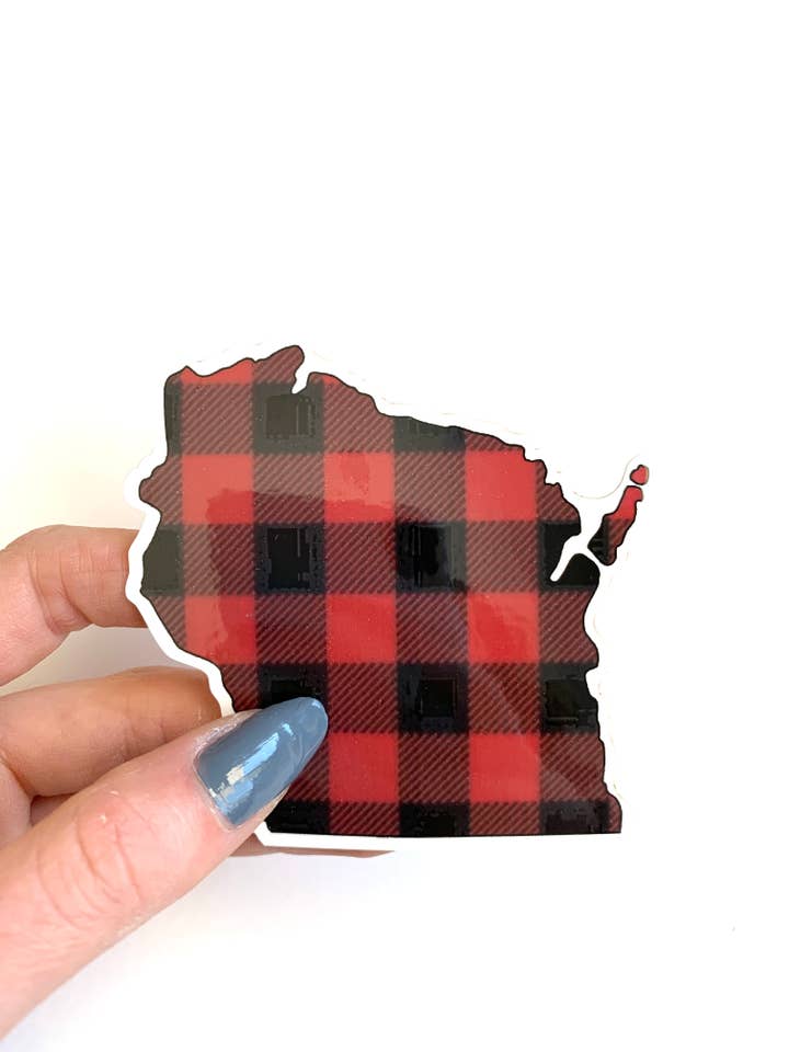 Waterproof Flannel Wisconsin Sticker for wholesale by Little Rocks Design