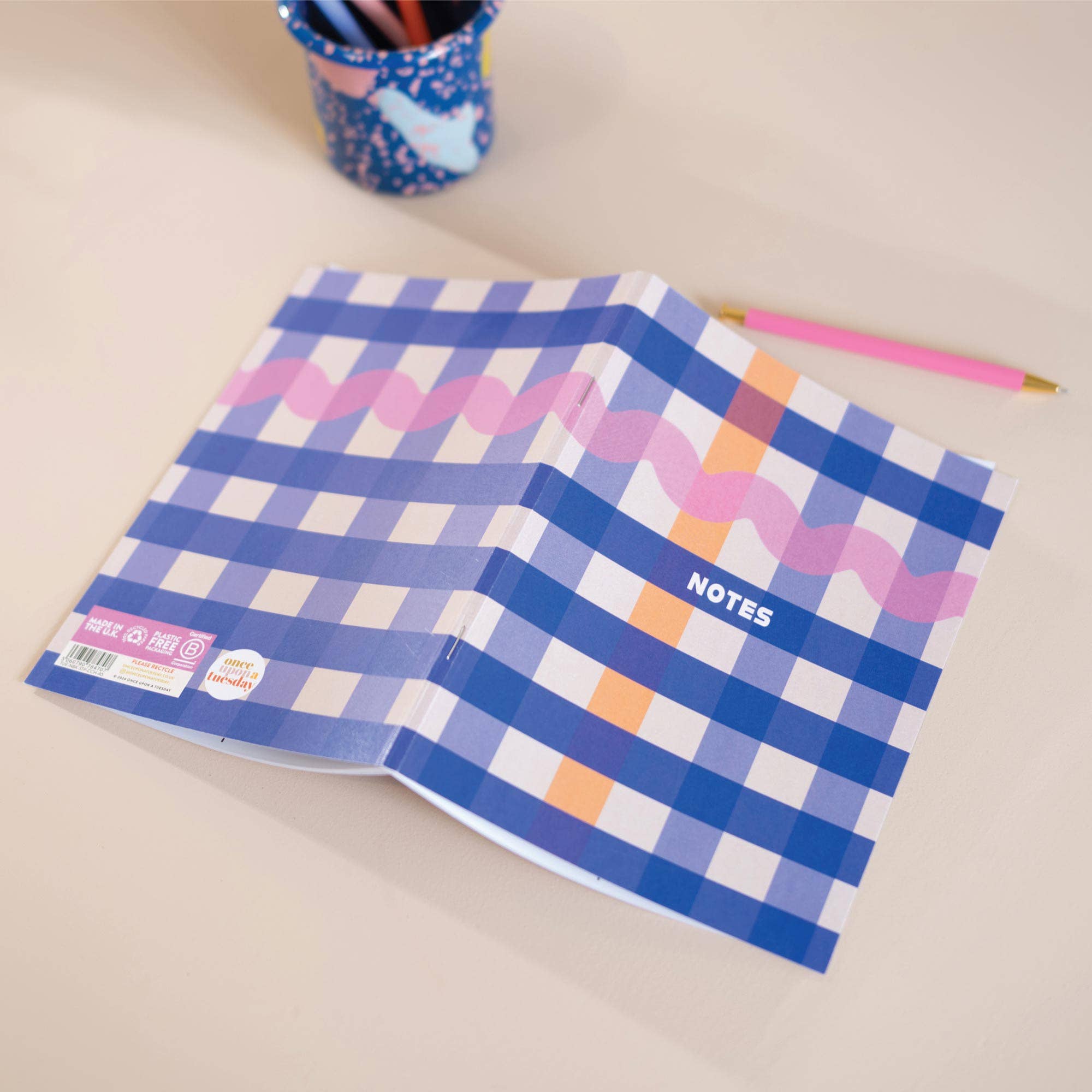 Good Tuesday (Once Upon a Tuesday) - Wholesale Notebook - A5 Cobalt Check Notebook4