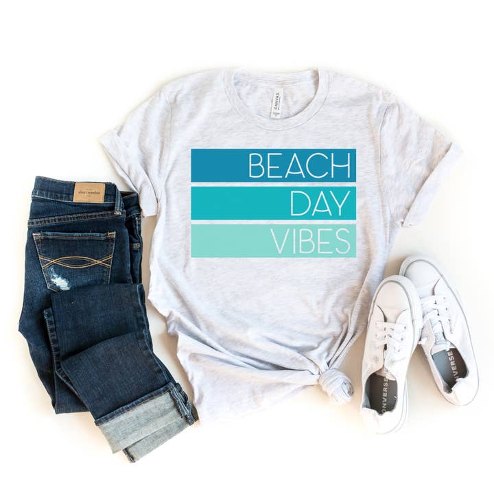 Simply Tees - Wholesale Screen Printed T-Shirt - Women's - Beach Day Vibes Ash Tee