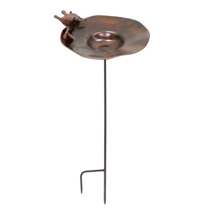 ACHLA Designs - Wholesale Bird Bath - Antiqued Birdbath w/ Birds- Stake