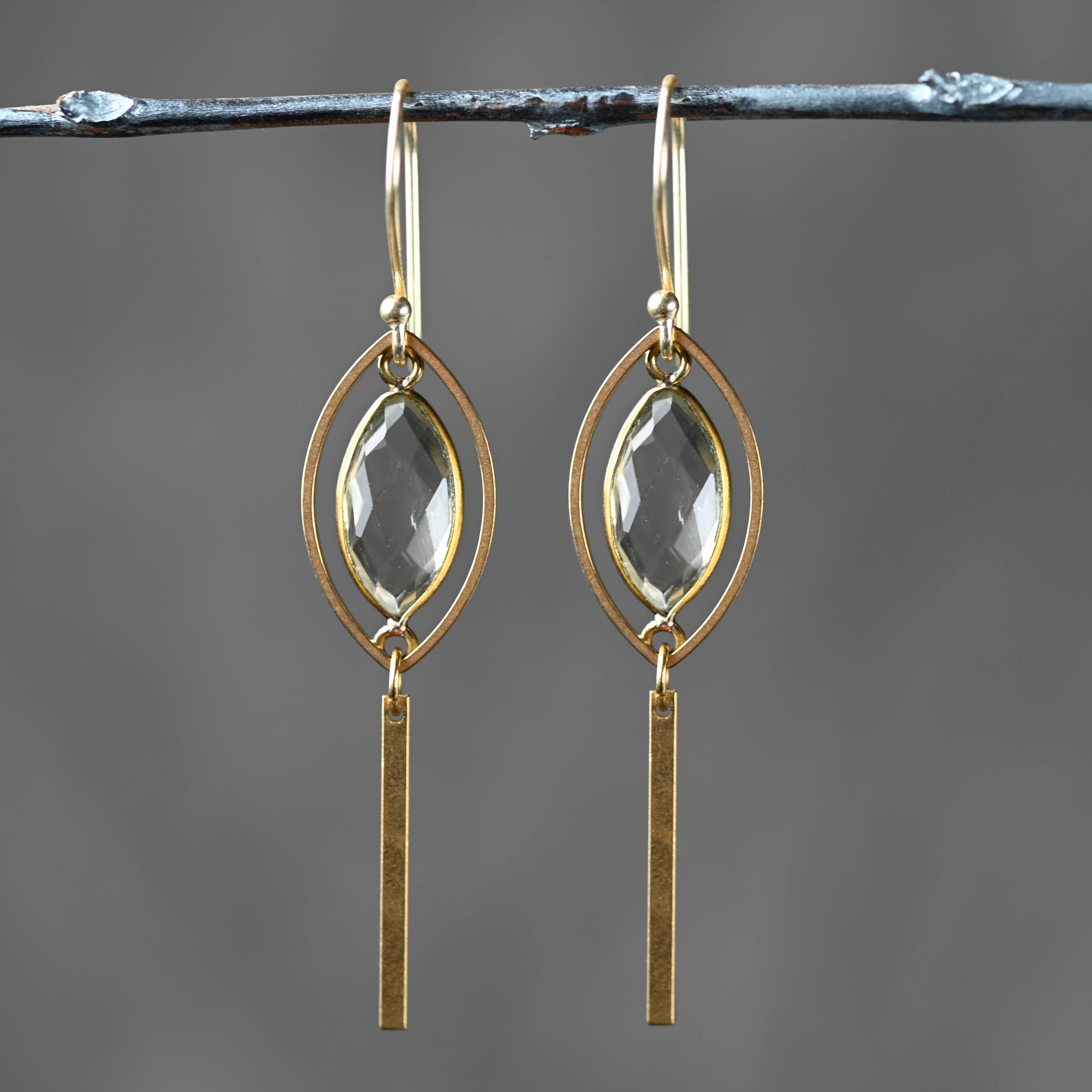 KBD Studio - Wholesale Dangle Earrings - Brass Marquise w/ Marquise Semi Precious1