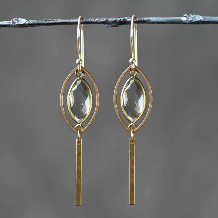 KBD Studio - Wholesale Dangle Earrings - Brass Marquise w/ Marquise Semi Precious1