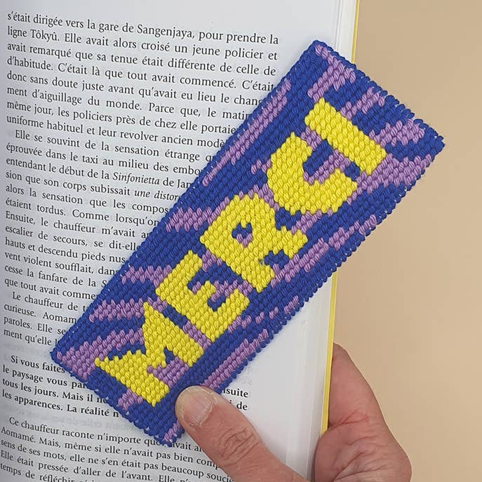 Gift idea - DIY - Needlepoint kit-bookmark- MERCI for wholesale by Fukuri