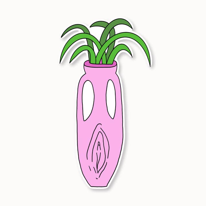 Autocollant en vinyle étanche Vulva Vase, 4,3 cm x 7,6 cm pour la vente par Coco Clem