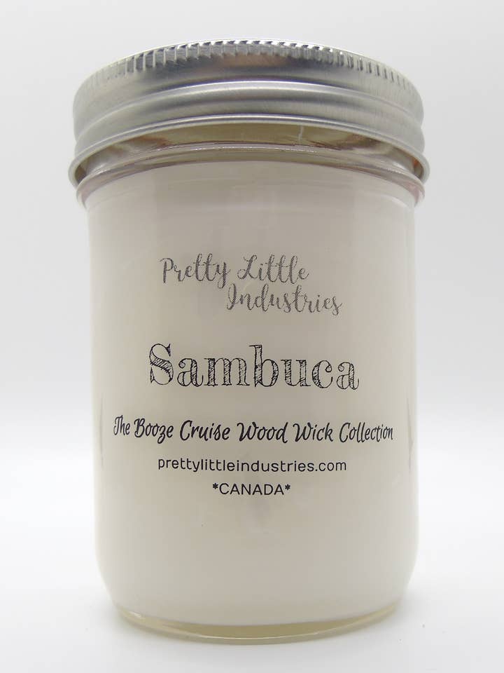 Booze Cruise Wood Wick Candle Sambuca for wholesale by Pretty Little Industries Ltd