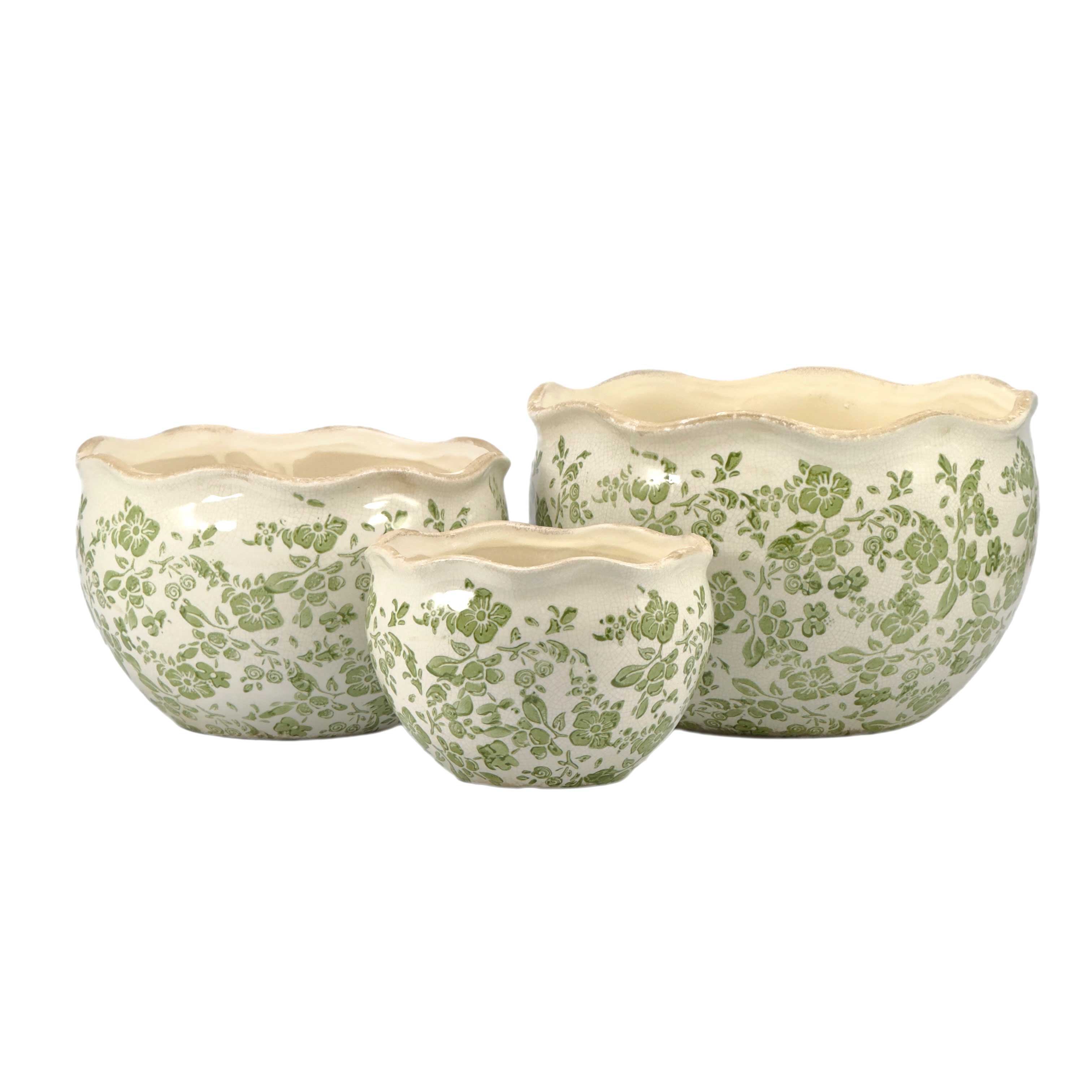 Galt International Company - Wholesale Plant Pot - Set of 3 - 7"/9.6"/11" Rustic Vintage Ceramic Planter Pots18