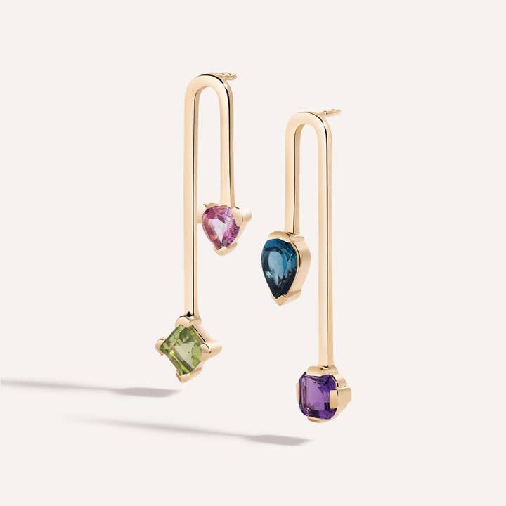 On My Way To Wonderland - Multi-Color Gemstone Earrings for wholesale by LÚDERE