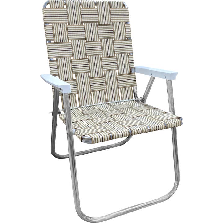 Lawn Chair USA - Wholesale Folding Chair - Tan Stripe Classic Lawn Chair