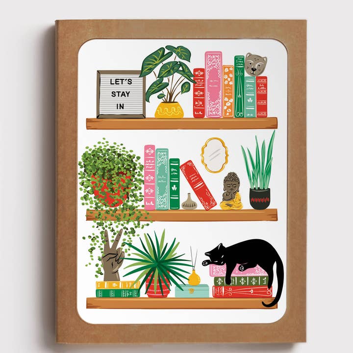 Scaffali per libri - Set di 8 carte in scatola per gli amanti delle piante e dei libri per la vendita all'ingrosso da parte di Lucy Loves Paper