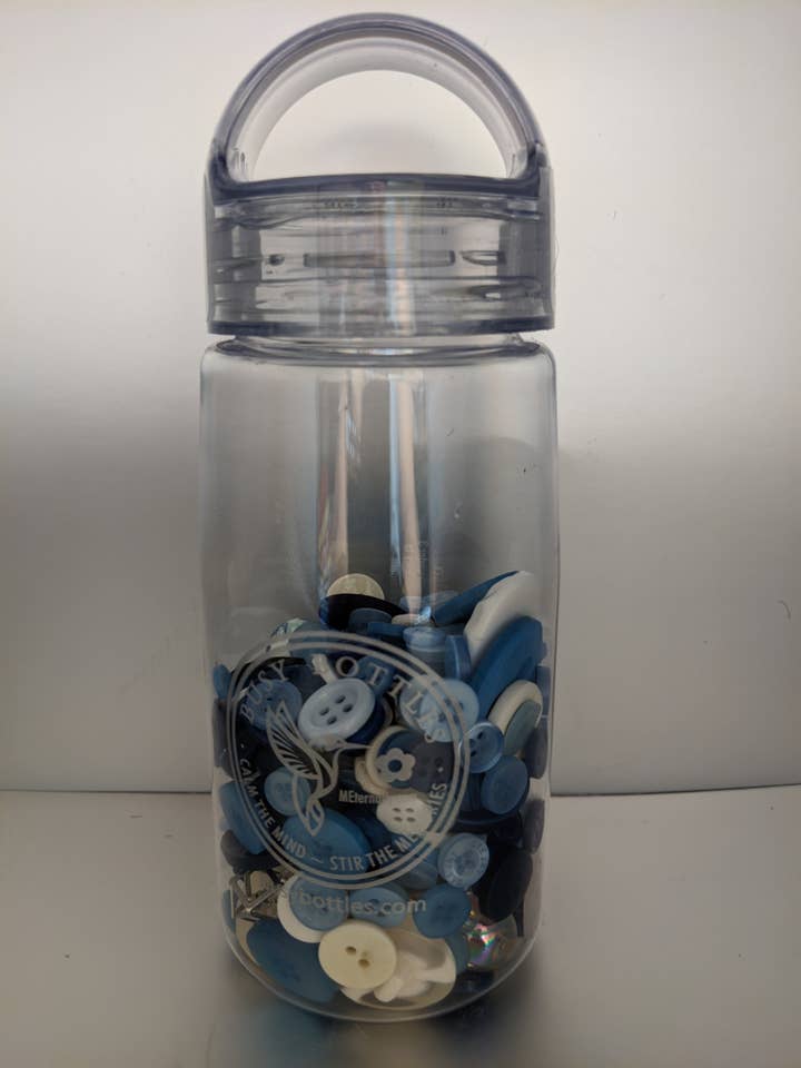 Busy Bottles - Blue Dementia Friendly Button Bottle for wholesale by MEternally