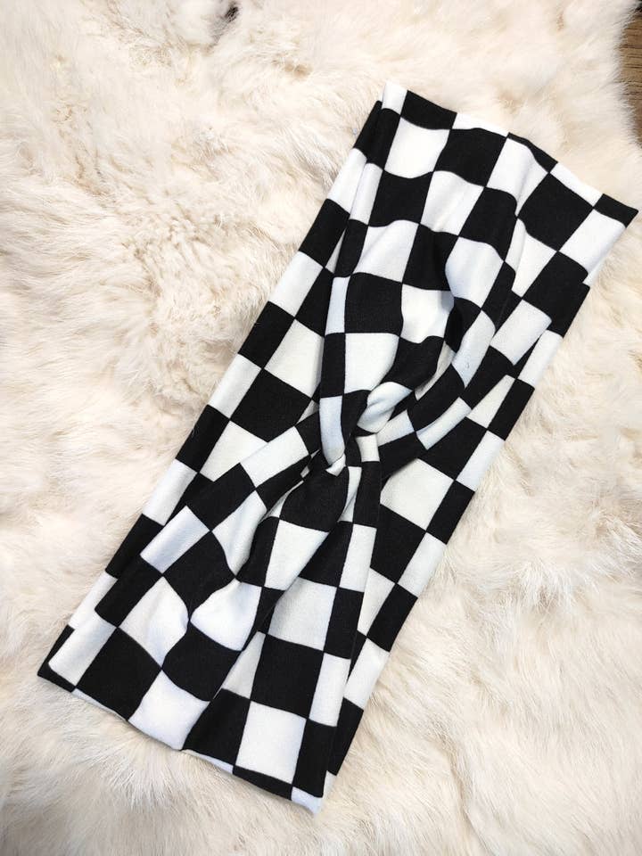 Race Flag Checkers Headband for wholesale by Sew fashionable headbands