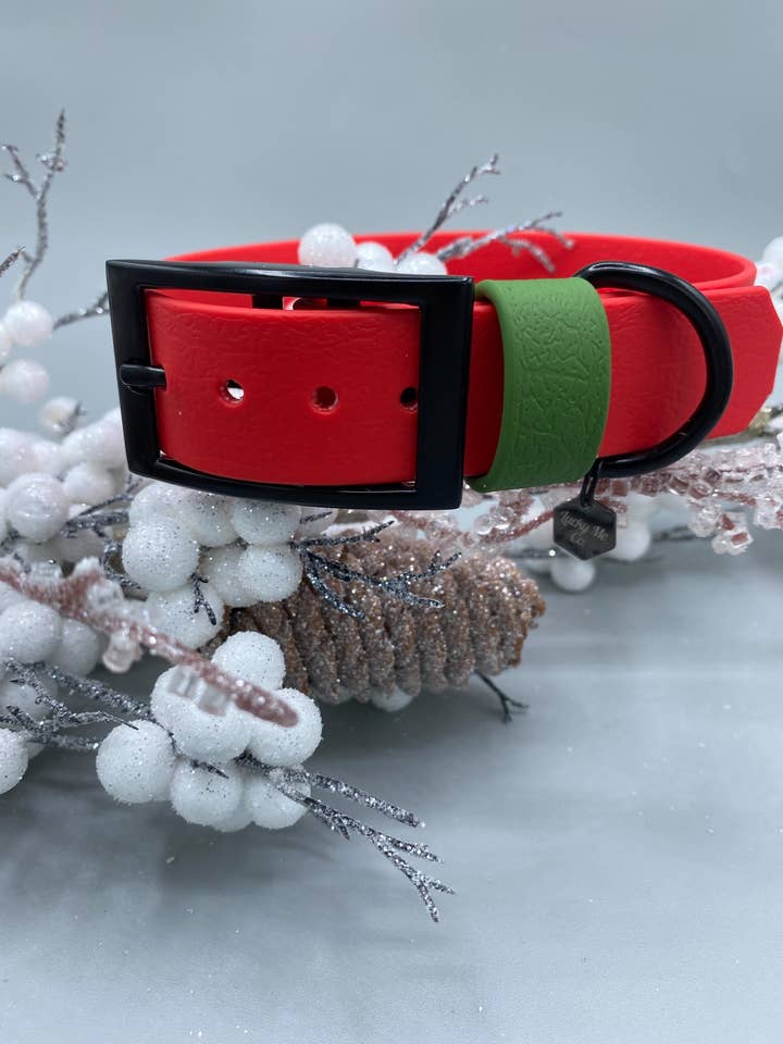 Santa Little Helper Biothane Dog Collar for wholesale by Lucky Me Co