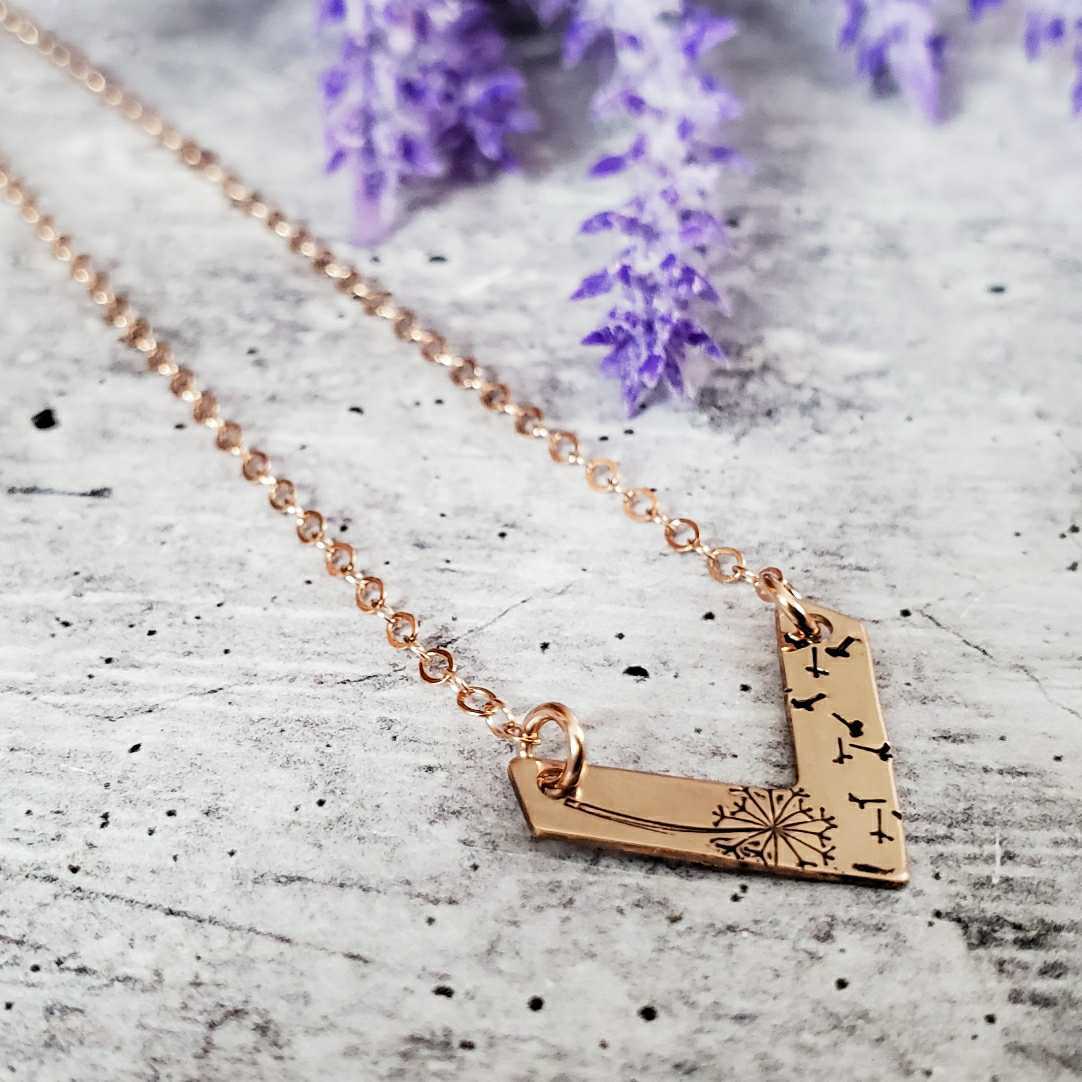 Salt and Sparkle - Wholesale Pendant/Charm Necklace - Dandelion Chevron V Necklace2