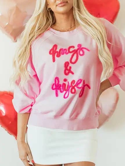 Pink Hugs and Kisses Pop Up Embroidered Raglan Sleeve Sweatshirt for wholesale by Lovesoft