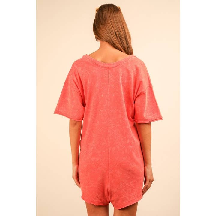 IVE - Wholesale Romper - Women's - Mineral Washed Oversized Casual Knit Romper