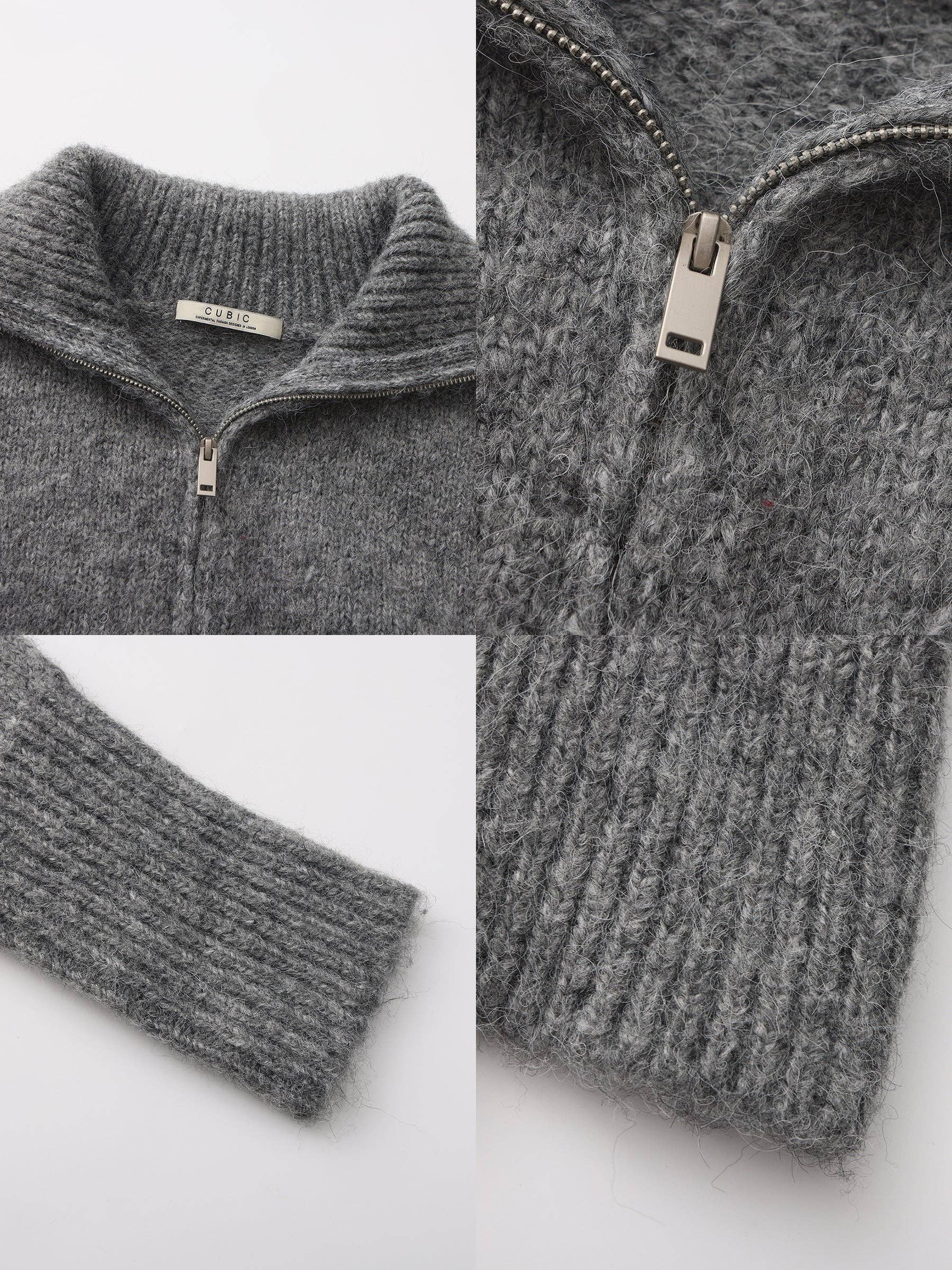 CUBIC – Engroshandel Cardigan - Dame – Retro ståkrave lynlås-cardigan5