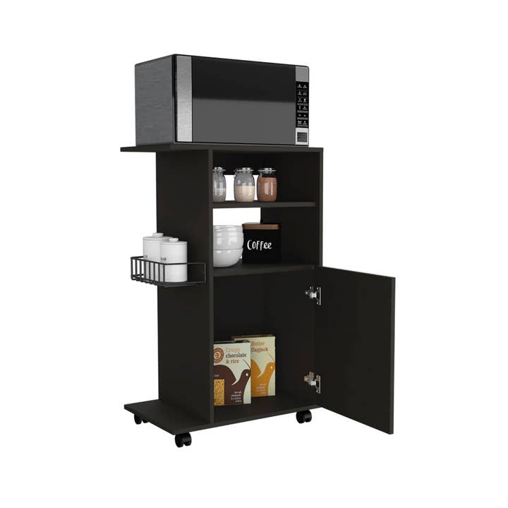 Treevol Furniture - Wholesale Kitchen Storage/Organizer - Kryot Kitchen Cart, Single Door Cabnet, Black Wengue Finish