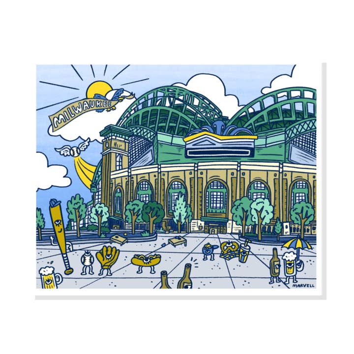 MILWAUKEE BASEBALL PRINT for engroshandel hos Lauren Marvell Illustrations