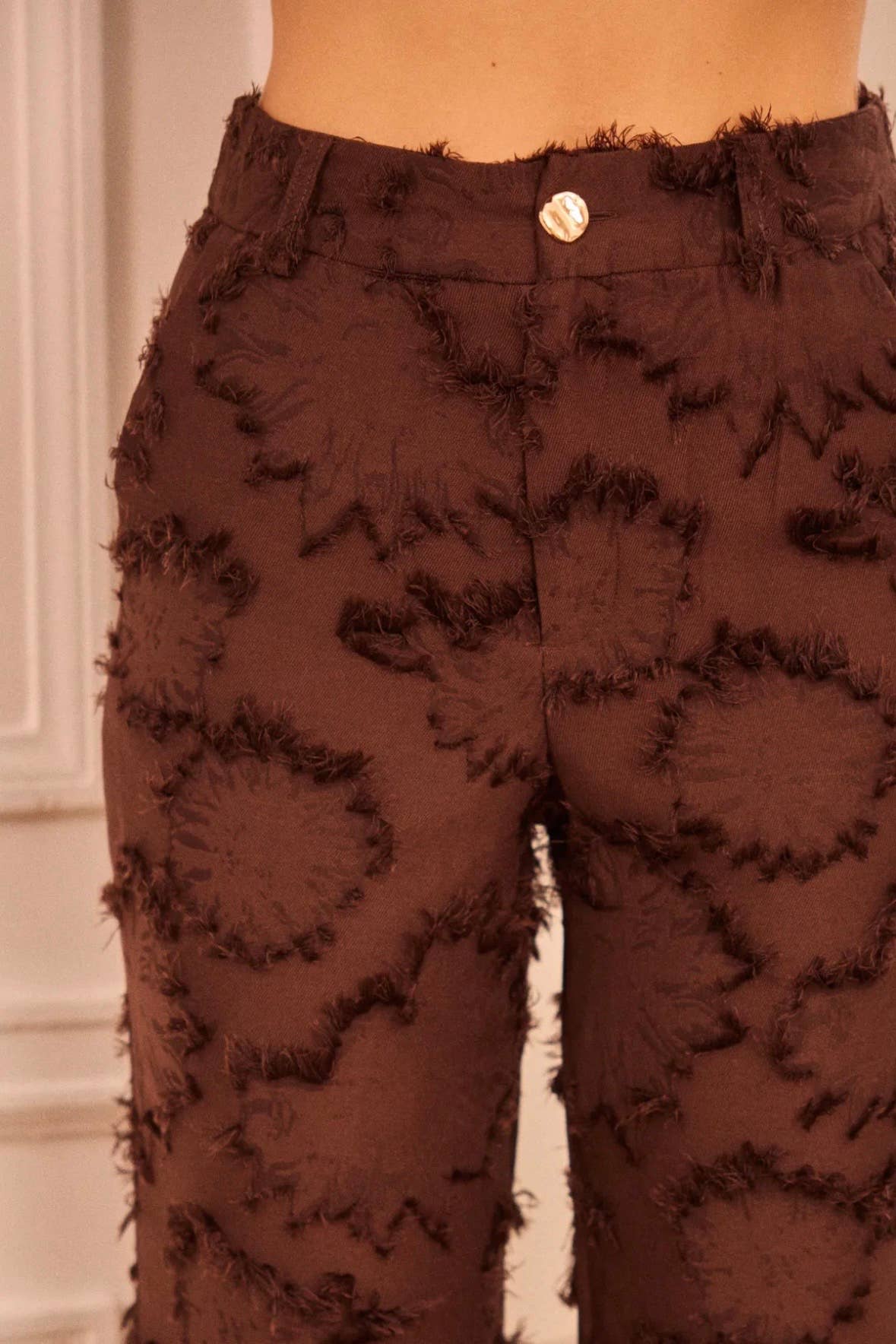 Frime - Wholesale Pants - Women's - Textured straight-cut trousers - 56884