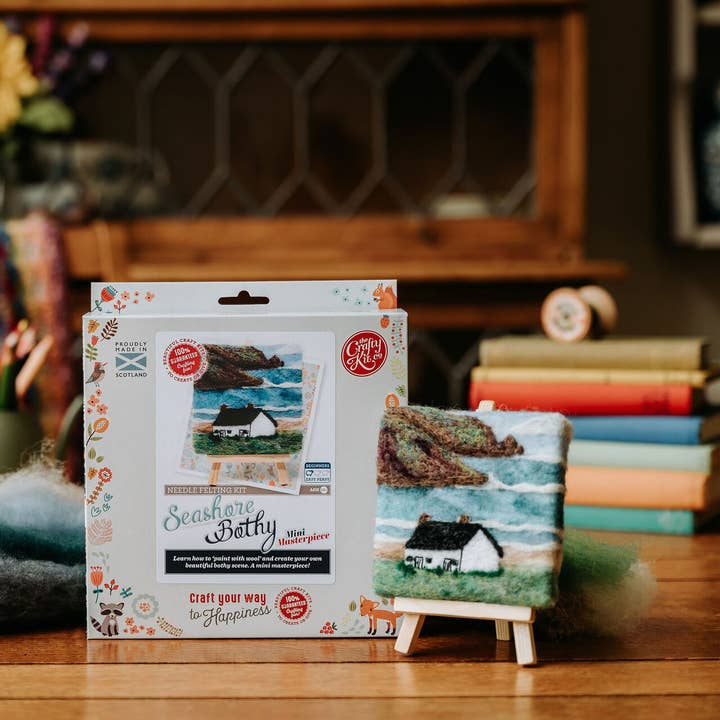 The Crafty Kit Company - Wholesale DIY craft kit - Paint with Wool: Mini Masterpiece Seashore Bothy Craft Kit4