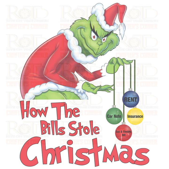 Grinch How the Bills Stole Christmas DTF Print for wholesale by ROTD Crafter's Corner