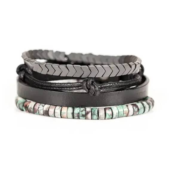 Herre Multi-Layer Læder & Sten Armbånd for engroshandel hos The Dark Men