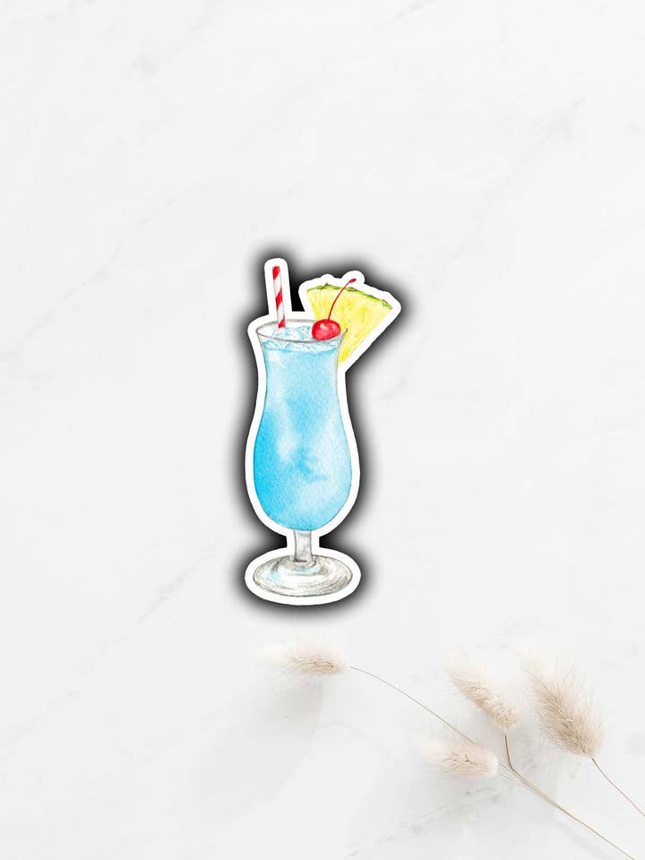 Autocollant de cocktail hawaïen bleu pour la vente par Tammy Speed Design