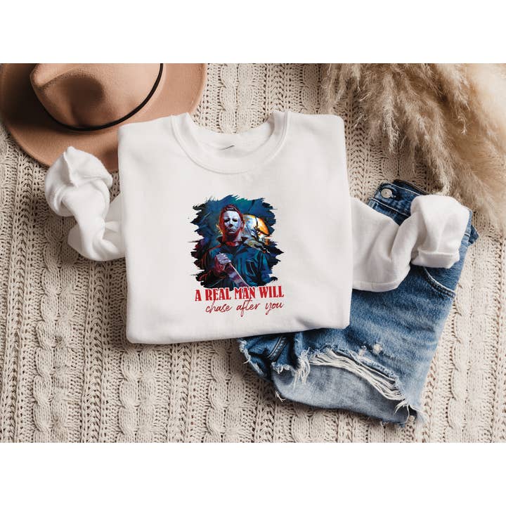 Um Homem Real Vai Chase After You - Sweatshirt por atacado de Bella Bean Studios