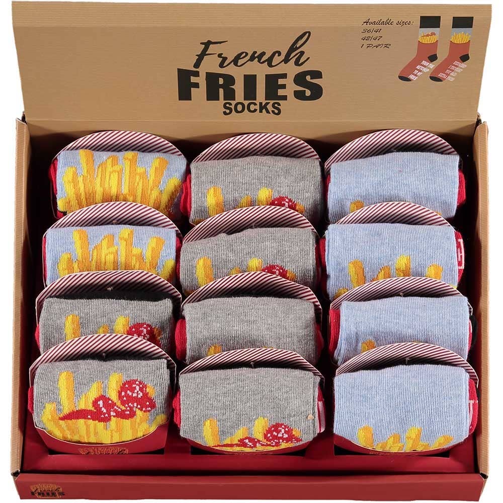 TRAAGOODS.COM – wholesale Socks – Unisex – French Fries Socks In Box (12 Pieces Per Display)3