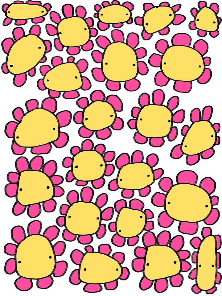 Flower Guys Print: Funky Art Illustration (Farbversion) für den Großhandel von ElectraMakes