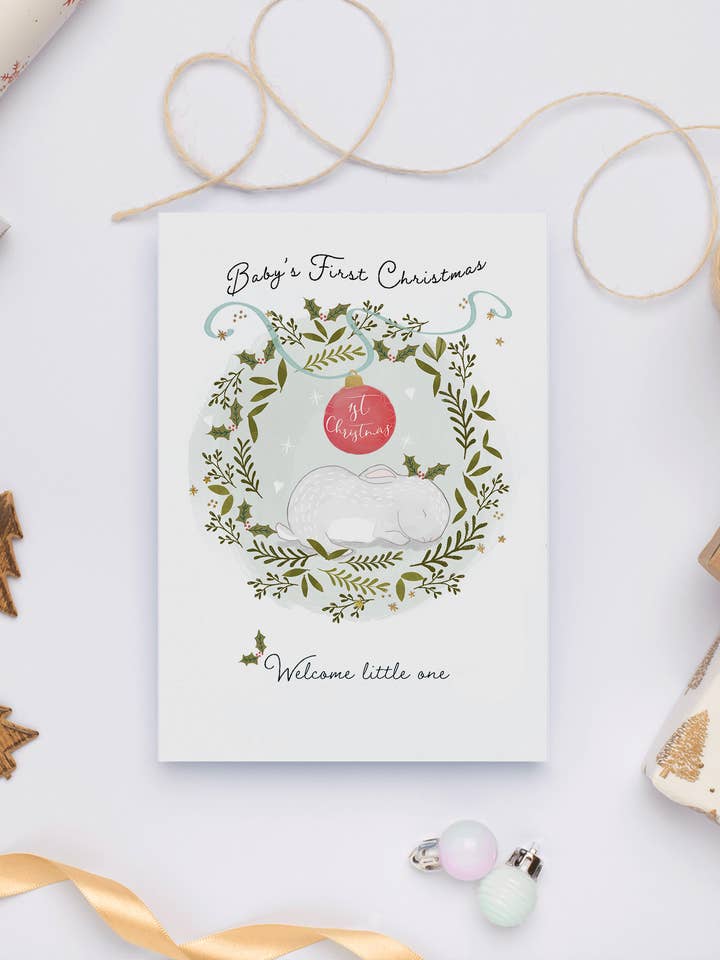 Carte de Noël | PREMIER NOËL POUR BÉBÉ | Feuille d'or pour la vente par Emma Bryan Design