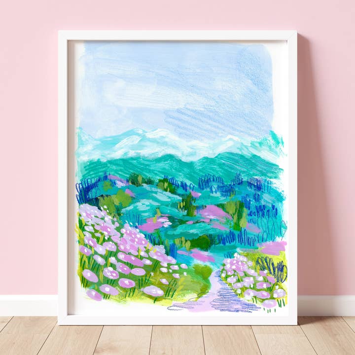 Stampa orizzontale a media misti turchese per la vendita all'ingrosso da parte di Joanna Clay Design