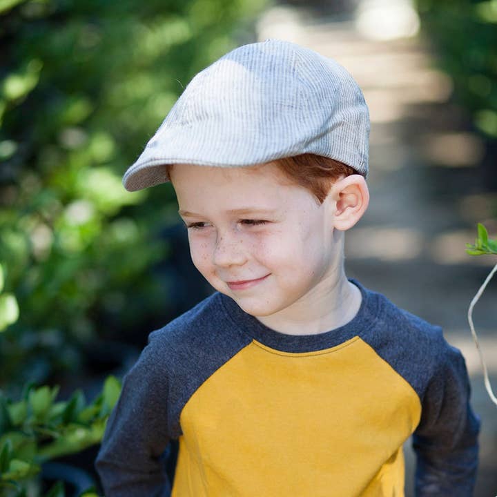 Peppercorn Kids - Wholesale Sun Hat - Kids - Boys Vintage Wash Linen Newsboy Cap - Classic Blue3