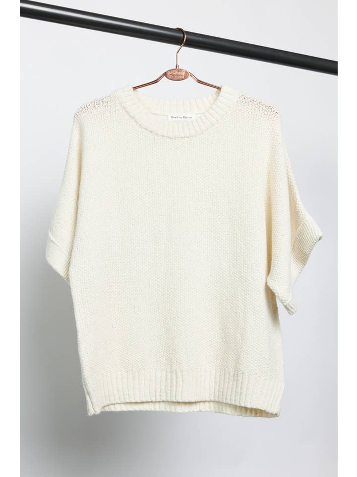 Newbury Kustom - Wholesale Knit Top - Women's - 11287-Half Sleeve Loose Fit Knit Top