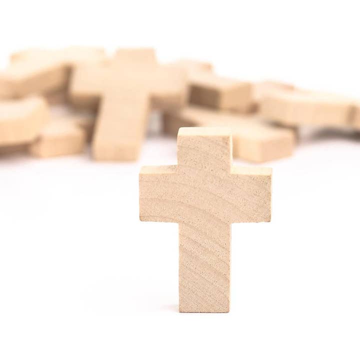 Factory Direct Craft - Wholesale Cutouts - 1-1/4" x 1-1/2" Mini Wood Crosses - Pack of 10 Wooden Cross1