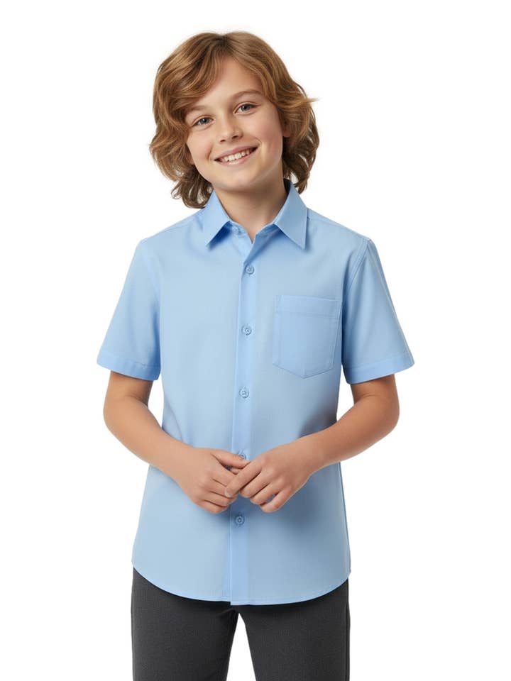 Camisa de Uniforme Oxford de Manga Curta com Botões tamanho 6 por atacado de Unik