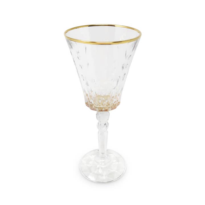 VIVIENCE - Wholesale Wine Glass - Liscio Ottico- Set of 6 Water Glasses with Dimond Cut