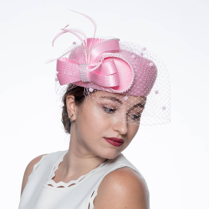 KaKyCo - Wholesale Fascinator Hat - Women's - Satin Ribbon Veil Pillbox | 32155911
