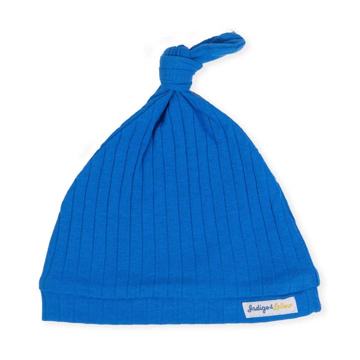 Knotted Beanie - Rib Blue für den Großhandel von Indigo & Lellow