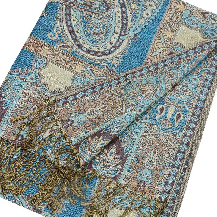 Sortiert Exotischer Paisley-Metallic-Twist-Pashmina-Schal für den Großhandel auf Faire9