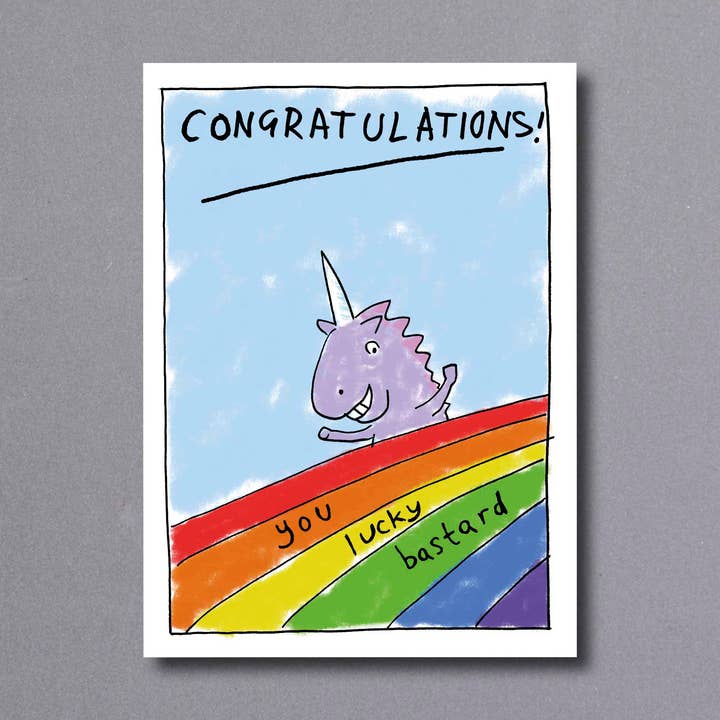 Congratulations Unicorn – greetings card for wholesale by Little Gallery