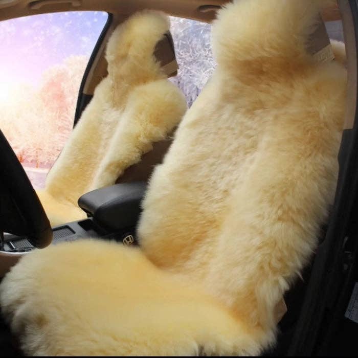 Lyxigt bilsätesöverdrag i äkta ull – långhårigt lammskinn för wholesale av LanLivia