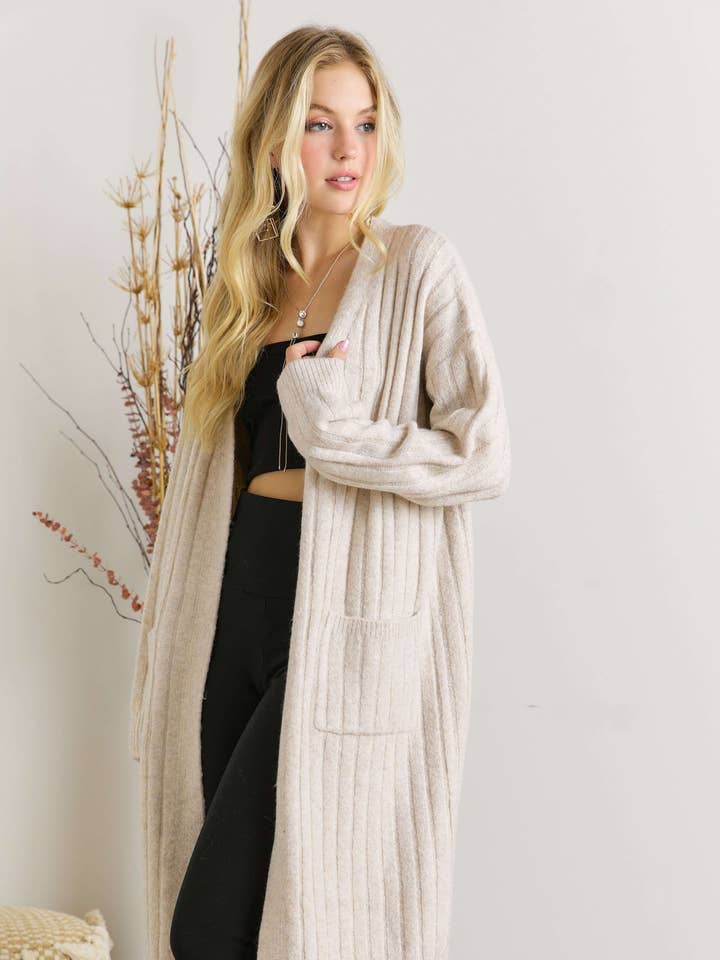 CESW2616X - PLUS SIZE RIBBED SWEATER CARDIGAN for wholesale by ADORA LA