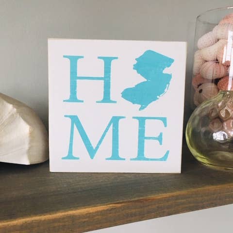HOME NJ Silhouette Wood Beach Sign for wholesale by Carlson's Custom Signs