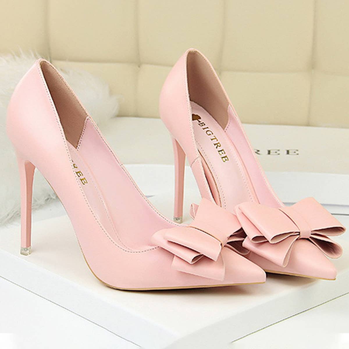 ACCITY - Wholesale High Heels - Women's - SLIM SHALLOW-MOUTH POINTED BOW HIGH HEELS_CWSHH00459