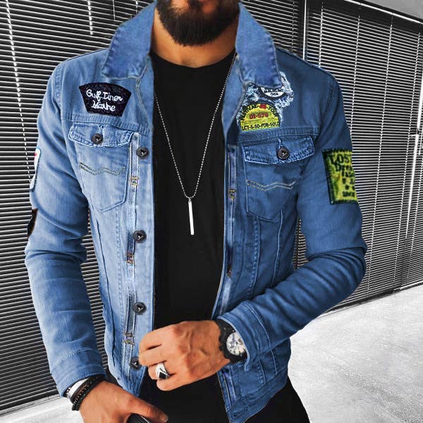 Tourtiwi - Wholesale Denim Jacket - Men's - Men's Lapel Fleece Denim Jacket3