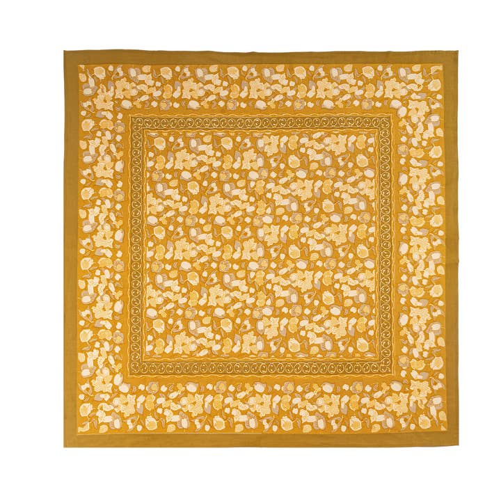 Couleur Nature - Wholesale Tablecloth - Forest Harvest Grey & Mustard | French Tablecloths